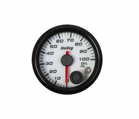 Holley - Holley 26-601W - 2-1/16 Analog Style Oil Pressure Gauge-White