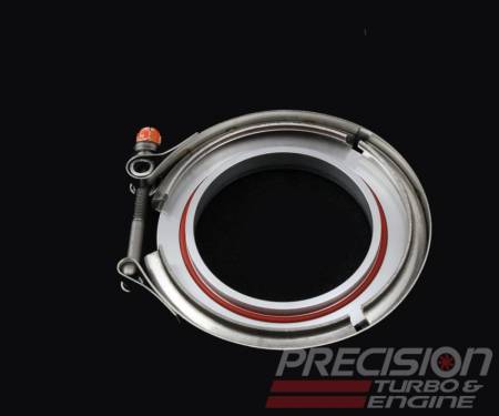 Precision Turbo & Engine - Precision Turbo & Engine PTP074-3042 - Sportsmand Promod C/Cover Outelt Flange Kit (FLANGE/CLAMP/O-RING) Aluminum