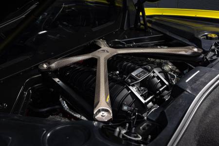 GM Accessories - GM Accessories 84983921 - Corvette C8 Z06 Engine Cross Brace in Visible Carbon Fiber with Jake Logo