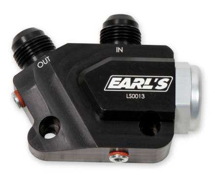 Earls Performance Plumbing - Earls Performance Plumbing LS0013ERL - LS Side Mount Oil Cooler Adapter w/ 212 degree thermostat