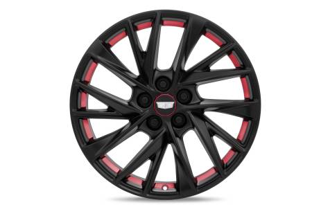 GM Accessories - GM Accessories 84718951 - 20x8.5-Inch 5-Split Spoke Wheel in Low Gloss Black with Red Accents [2022+ CT5]