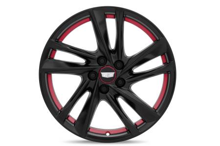 GM Accessories - GM Accessories 84718960 - 19x8-Inch 5-Split Spoke Wheel in Low Gloss Black with Red Accents [2022+ CT4]