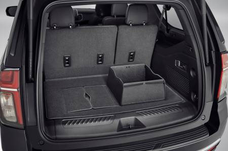 GM Accessories - GM Accessories 84958043 - Premium Carpeted Cargo Area Mat in Jet Black with Integrated Cargo Bin