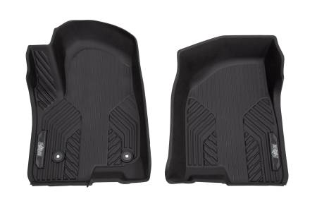 GM Accessories - GM Accessories 85545011 - First-Row Premium All-Weather Floor Liners in Jet Black with Bison Logo (for Models with Center Console) [2023+ Silverado]
