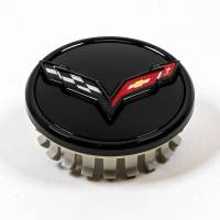 Genuine GM Parts - Genuine GM Parts 23217059 - 2014+ C7 Corvette Center Cap w/Crossed Flags Logo (Gloss Black) - Image 1