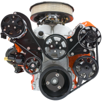 Billet Specialties - Billet Specialties BLK13450NA - Serpentine System Black LS1/2/3/6 Chevy Top Mount With Power Steering & A/C Nat Finish Alternator & Comp - Image 1