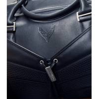 GM Accessories - GM Accessories 87850652 - Premium Leather Travel Bag in Jet Black with C8 Corvette Crossed Flags Logo - Image 8