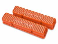 Holley - Holley 241-109 - Gm Licensed Vintage Series Sbc Valve Covers - Factory Orange Machined Finish - Image 2