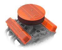 Holley - Holley 241-109 - Gm Licensed Vintage Series Sbc Valve Covers - Factory Orange Machined Finish - Image 3