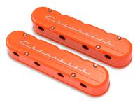 Holley - Holley 241-178 - 2-Piece "Chevrolet" Script Valve Cover - Gen Iii/Iv Ls - Factory Orange Machined - Image 1