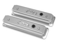 Holley - Holley 241-248 - Vintage Finned Valve Cover - "Holley" Script - Sbc - Center Bolt - Polished - Image 1