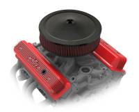 Holley - Holley 241-250 - Vintage Finned Valve Cover - "Holley" Script - Sbc - Center Bolt - Gloss Red Machined - Image 3