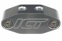 ICT Billet - ICT Billet 551533 - LS / LS1 1/8 Dual Outlet Oil Feed Adapter Plate 90 degree - Image 1